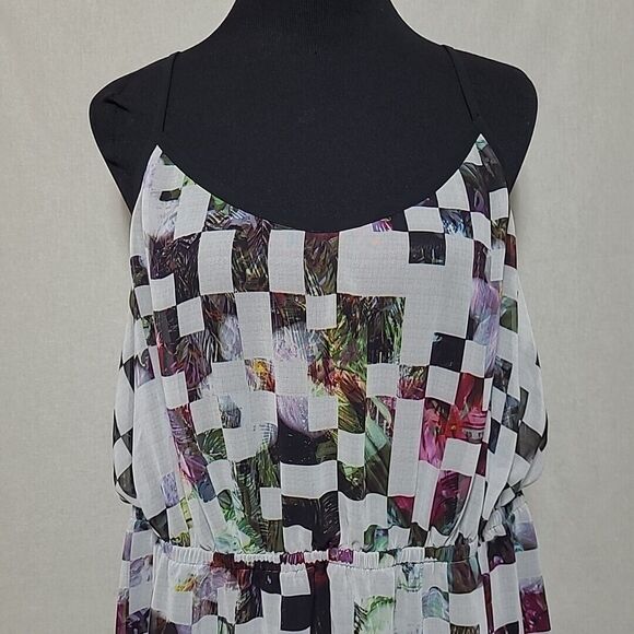 Lane Bryant Midi Dress Sleeveless Square Print Chiffon Multicolor 18/20 - Picture 2 of 11